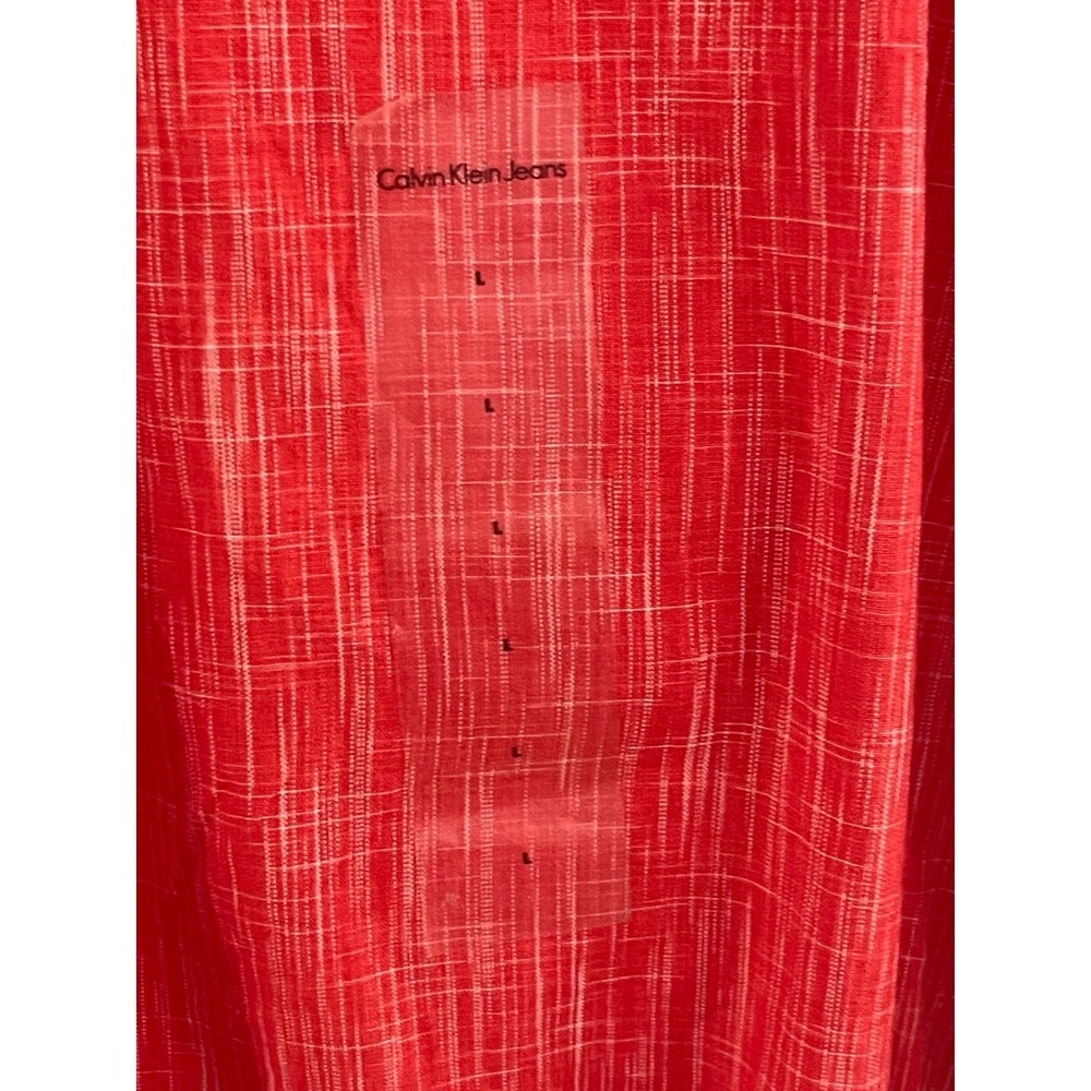 Calvin Klein Jeans Red Orange Lace Ruffle Hem Sleeveless Top Size L NEW WITH TAG - Picture 3 of 11